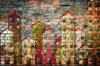 Public Housing Concept Image Painted On A Brick Wall Wall Mural