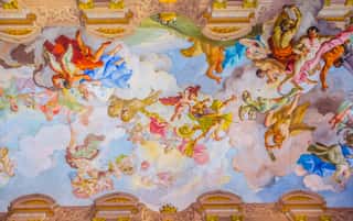 Ceiling Painting In Melk Abbey In Melk, Austria  Abbey Church Is Considered One Of The Most Beautiful In Austria, Built In Baroque Style  Wall Mural