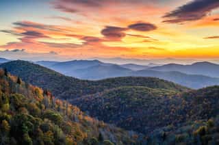 Blue Ridge Mountains, Autumn Scenic Sunrise, North Carolina Wall Mural