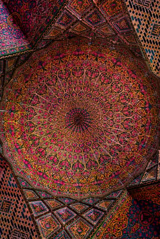 Detail Of The Ceiling Decoration In Nasir Al Molk In Shiraz Wall Mural