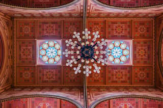 Ceiling In The Great Synagogue Is A Historical Building In Budapest, Hungary Wall Mural