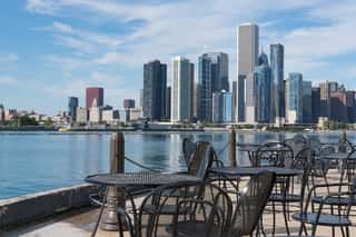 Dining Tables Along The Chicago Pier Wall Mural