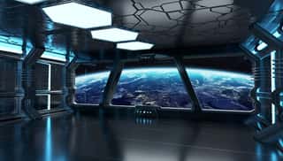 Spaceship Blue Interior 3D Rendering Elements Of This Image Furn Wall Mural