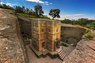 Ethiopia, Lalibela  Monolithic Church Of Saint George (Bet Giyorgis In Amharic) In The Shape Of A Cross  The Churches Of Lalibela Is On UNESCO World Heritage List Wall Mural