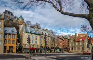Lower Old Town (Basse-Ville) And Frontenac Castle - Quebec City, Quebec, Canada Wall Mural