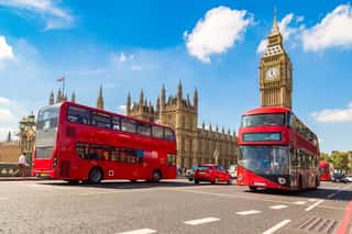 Big Ben, Westminster Bridge, Red Bus In London Wall Mural