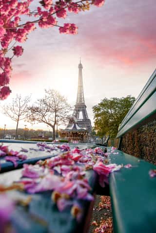 Eiffel Tower During Spring Time In Paris, France      Wall Mural