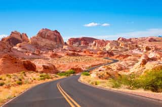Road Through Valley Of Fire State Park In Nevada Wall Mural