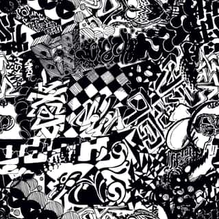 Black And White Seamless Pattern Graffiti, Sticker Bombing Wall Mural
