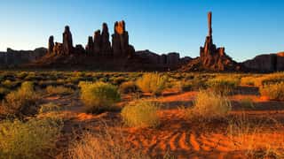 Beautiful View Of Amazing Sandstone Formations In Famous Sunrise At Totem Pole, Monument Valley, Arizona, USA Wall Mural
