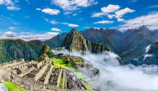 Overview Of Machu Picchu, Agriculture Terraces And Wayna Picchu Peak In The Background   Wall Mural