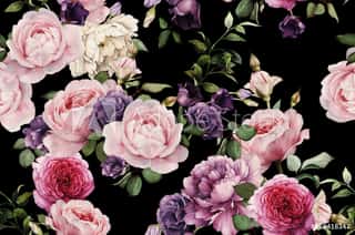 Seamless Floral Pattern With Roses, Watercolor Wall Mural