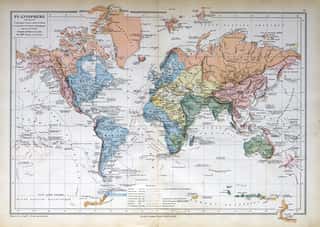 Old Map Of 1883, World Map Wall Mural