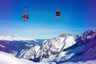 Ski Resort Cable Cars Over Beautiful Mountain Landscape At Italy Alps Wall Mural