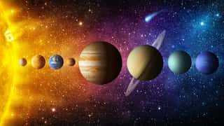 Solar System Planet, Comet, Sun And Star  Elements Of This Image Furnished By NASA  Sun, Mercury, Venus, Planet Earth, Mars, Jupiter, Saturn, Uranus, Neptune   Science And Education Background  Wall Mural