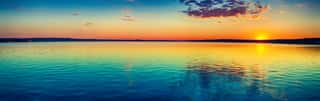 Sunset Over The Lake  Amazing Panorama Landscape Wall Mural