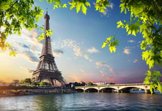 Eiffel Tower And Bridge Wall Mural