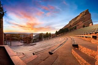 A Panoramic Of Red Rocks Park During Sunrise, Near Denver Colorado Wall Mural