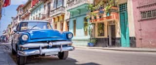 Vintage Classic American Car In Havana, Cuba Wall Mural