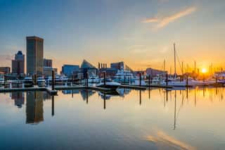 The Inner Harbor At Sunrise, In Baltimore, Maryland Wall Mural