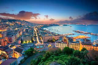 Naples, Italy  Aerial Cityscape Image Of Naples, Campania, Italy During Sunrise  Wall Mural
