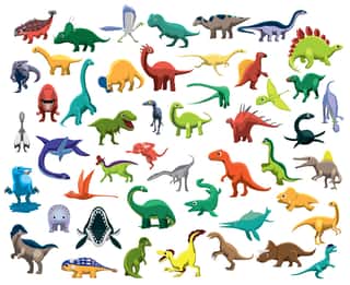 Various Cute Colorful Dinosaur Characters Cartoon Vector Wall Mural