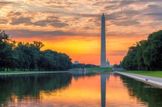 Washington Monument Sunrise From Lincoln Memorial, Washington, DC  Wall Mural