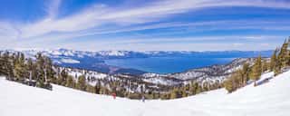 Lake Tahoe From Heavenly Resort - Skiing - Activity All Over - Panoramic   Wall Mural