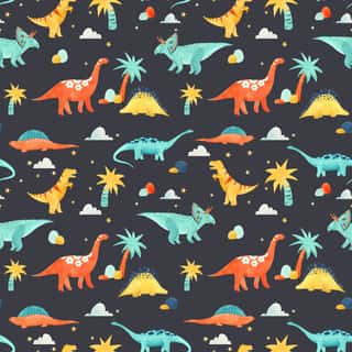 Watercolor Dinosaur Baby Pattern Wall Mural