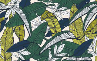 Seamless Tropical Pattern With Banana Leaves  Hand Drawn Wall Mural
