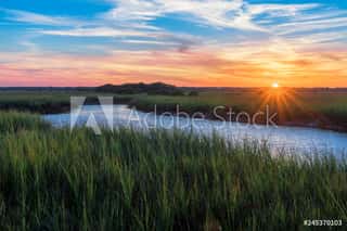Sunset Over A Marshy Branch Of The Matanzas River In St  Augustine, Florida Wall Mural