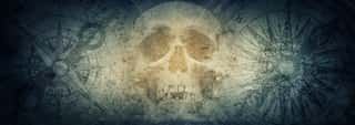 Pirate Skull And Compasses On Old Grunge Paper Background  Wall Mural