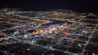 Night View Of Las Vegas City From Airplane Wall Mural