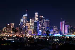 Downtown Los Angeles Skyline At Night Wall Mural