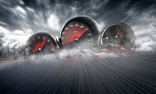 Speedometer Scoring High Speed In A Fast Motion Blur Racetrack Background  Speeding Car Background Photo Concept  Wall Mural
