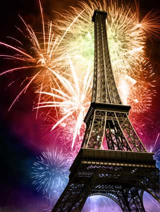 Eiffel With Fireworks    Wall Mural