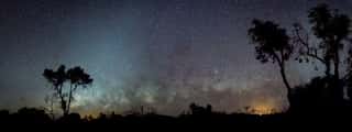 Silhouette Of Australian Outback Panorama In Front Of Milky Way And Zodiacal Light Wall Mural