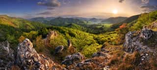 Mountain Landscape Panorama At Spring At Sunset Wall Mural
