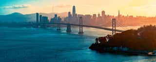 Aerial View Of The Bay Bridge In San Francisco, CA Wall Mural