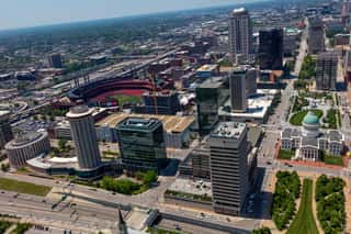 View From Gateway Arch Of St  Louis Skyline And Busch Stadium Wall Mural