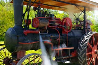 Man Blowing The Whistle On A Sawyer Massey Steam Engine Tractor Wall Mural