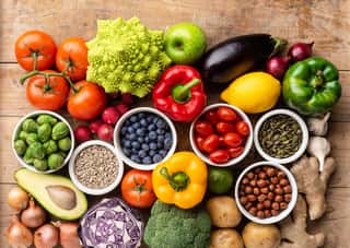 Healthy Eating Ingredients: Fresh Vegetables, Fruits And Superfood  Nutrition, Diet, Vegan Food Concept    Wall Mural