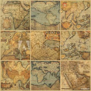Collage With Antique Maps Wall Mural