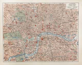 Vintage Map Of London Wall Mural