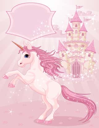Fairy Tale Castle And Unicorn Wall Mural