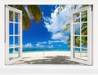 View From An Open Window To A Tropical Landscape  Wall Mural