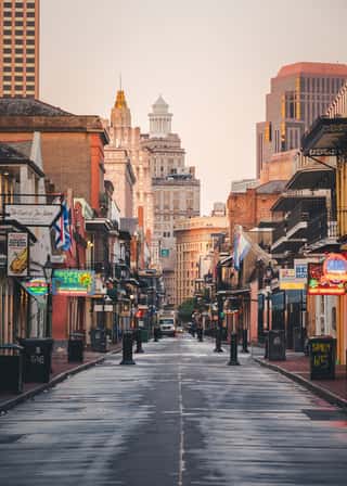 The Famous Bourbon Street In New Orleans Without People In The Morning Wall Mural