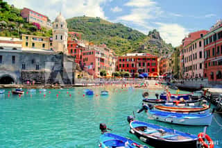 Colorful Harbor At Vernazza, Cinque Terre, Italy Wall Mural