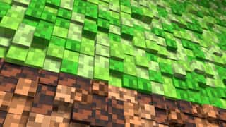 Pixel Grass And Ground Background  3D Abstract Cubes  Video Game Geometric Mosaic Waves Pattern  Construction Of Hills Landscape Using Brown And Green Grass Block  Concept Of Games Minecraft Wall Mural