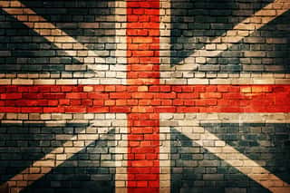 United Kingdom Flag On Old Brick Wall Wall Mural